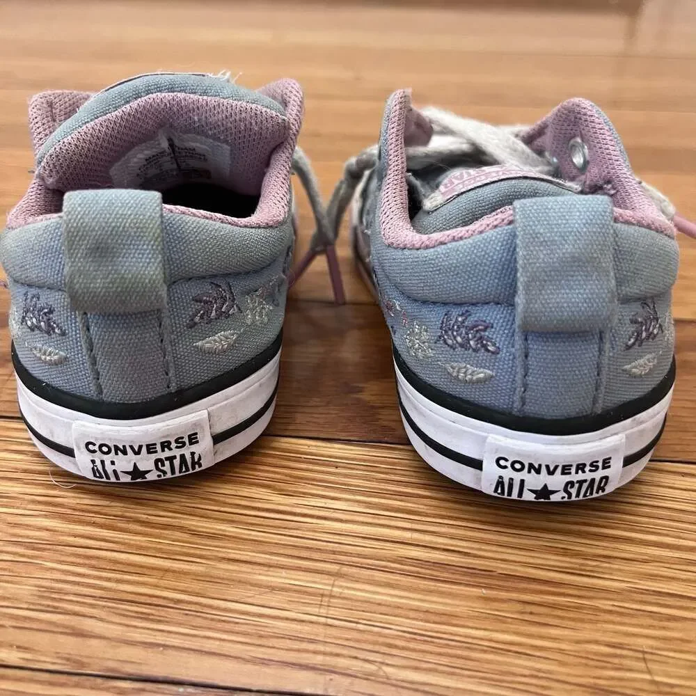 Converse Chuck Taylor All Star Low Top Floral Embroidery Sneakers Infant Size 5